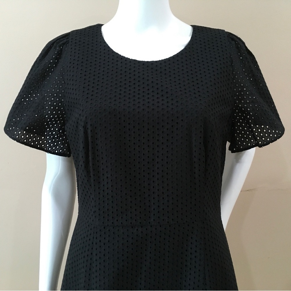 J. Crew dress Eyelet Mini Fit&flare Black women 4 AR986 - Picture 7 of 7